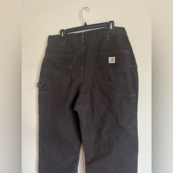 Carhartt Mens Brown Utility Carpenter Insulated Work Pants Dark Brown Size 14x32 - Picture 2 of 9